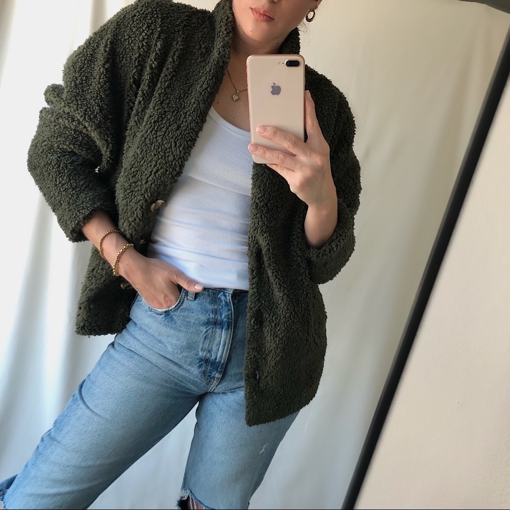 Olive Teddy Jacket — Olive - Picture 2 of 8